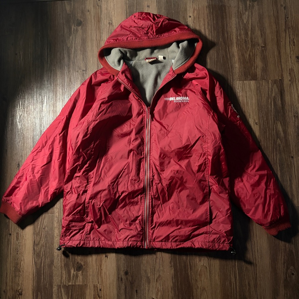 Red Oak Sports Wear Oklahoma Sooners Pullover Hooded‎ Windbreaker Jacket Mens L